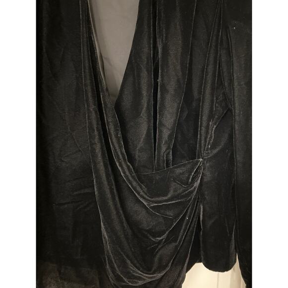LAUREN RALPH LAUREN NWT Black Velvet Pleated Surplice Blouse Size 16 - Picture 7 of 15